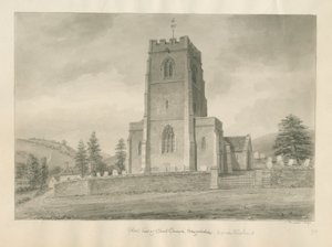 Worcestershire - Clent Kirche: Sepia-Zeichnung