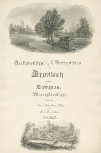 Worcestershire - Titelseite für Portfolio von Arbeiten von John und J. C. Buckler: Sepia-Zeichnung von John Buckler