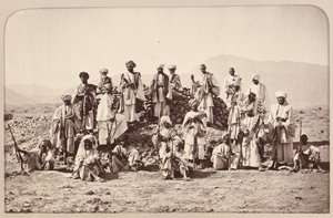 Afridi-Posten in der Nähe von Jumrood, Khyber und Rotass in der Ferne?, ca. 1879