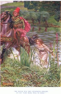 Er war nie der höfliche Ritter, zu sagen, schöne Maid, wollt ihr reiten, 1928 von John Byam Liston Shaw