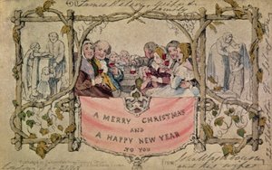 Weihnachtskarte, Beispiel der ersten bekannten Weihnachtskarte, 1843