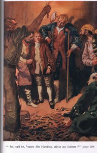 So sagte er: Hier ist Jim Hawkins, bei meinen Holzbeinen, Illustration aus 