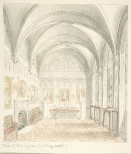 Lea Castle, Worcestershire, Speisesaal Blick nach Süden, ca. 1816