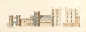 Nordansichten von Lea Castle und Westansicht von Wolverly, Cookly, Worcestershire, ca. 1816