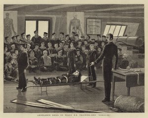 Ambulanzübung an Bord des HM Ausbildungsschiffs Exmouth