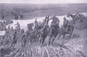 Artillerie durchquert den Caledon bei Karreepoort Drift, Illustration aus After Pretoria: The Guerilla War, 1902