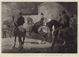 Auf der Pferdeschau, warten auf ihren Auftritt im Ring
