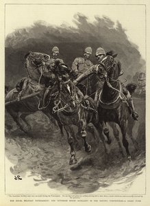 Das königliche Militärturnier, die viktorianische Pferdeartillerie im Fahrwettbewerb, eine scharfe Kurve
