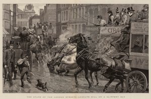 Der Zustand der Londoner Straßen, Ludgate Hill an einem rutschigen Tag