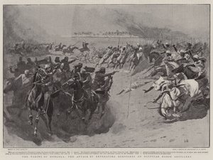 Die Einnahme von Dongola, der Angriff der zurückweichenden Derwische auf die ägyptische Pferdeartillerie von John Charlton