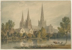 Lichfield Kathedrale - Südwestansicht von John Chessell Buckler