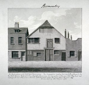 Versammlungshaus von St. Mary Magdalen im Hof, Bermondsey Square, London, ca. 1828 von John Chessell Buckler