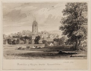 Nordwestansicht von Shepton Mallet, Somersetshire, 1834 von John Chessell Buckler