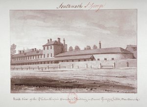 Nordansicht der Philanthropic Society Institution an der London Road, Southwark, London, 1827