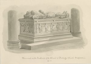 Penkridge Church - Grab von [Sir Edward Littleton]: Sepia-Zeichnung