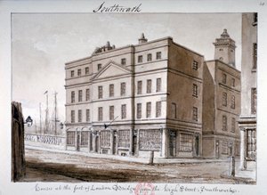 Ansicht der Borough High Street und der Ecke der London Bridge, Southwark, London, 1828