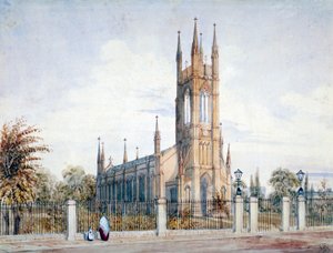 Westansicht der St. Lukas Kirche, Chelsea, London, 1847