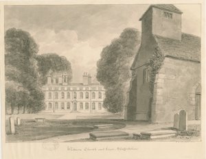 Whitmore Kirche und Haus von John Chessell Buckler