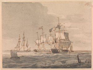 Kriegsschiffe vor der Küste