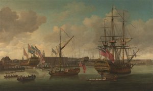 Stapellauf in Deptford von John Cleveley the elder