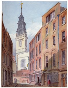Kirche St. Michael, Crooked Lane und Teil von Crooked Lane, City of London, um 1815 von John Coney