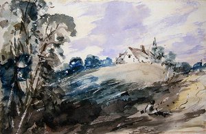 Ein Cottage auf einem hohen Ufer von John Constable