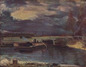Lastkähne auf der Stour, mit Dedham-Kirche in der Ferne, ca. 1811 von John Constable