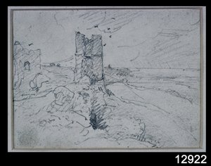 Häuser auf einem hohen Ufer, 1834 von John Constable