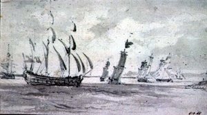 Schiffe bei Brise auf der Themse oder Medway