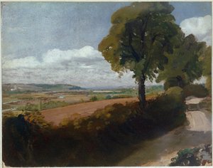 Blick auf Dedham von der Gasse, die von der East Bergholt Kirche nach Flatford führt von John Constable