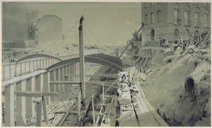 Bau der Stützmauern in der Park Street, Camden Town, September 1836