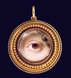 Das linke Auge der Schwester des Künstlers, Mary Cox Dillman Engleheart, später Mrs. John Pyne, braune Iris mit lockigem braunem Haar von John Cox Dillman Engleheart