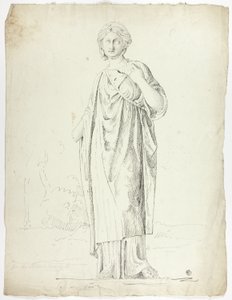 Antike Statue einer stehenden, drapierten Frau