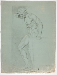 Antike Statue eines stehenden Fauns mit Zimbeln