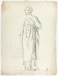Antike Statue einer stehenden, drapierten Frau