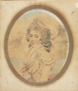 Junge Dame mit rosa Schleife auf dem Mieder von John Downman