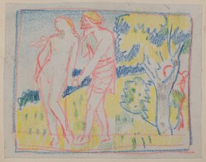 Ohne Titel [Männliche und weibliche Figur in einer Landschaft] von John Duncan