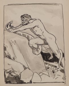 Mann kämpft mit einer Schlange von John Duncan