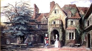 Außenansicht von Stoke House, mit Figuren von John Edmund Buckley
