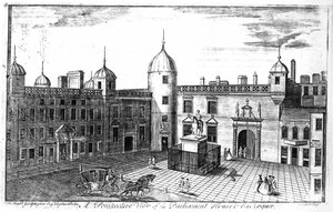 Eine Perspektivansicht des Parlamentshauses und der Schatzkammer, Edinburgh, graviert von A. Bell