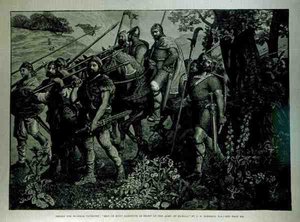 Entwurf für Windsor Tapisserie: Männer von Kent marschieren vor der Armee von Harold von John Evan Hodgson