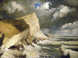 Lulworth Creek, in Dorset (England). Öl auf Leinwand von Herbert Barnard John Everett (1876-1949)