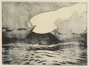 Meereslandschaft - sehr raues graues Meer, 20. Jahrhundert von John Everett