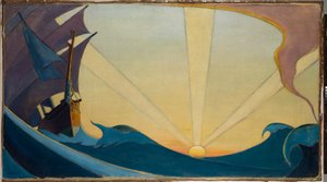 Die Cutty Sark bei Sonnenuntergang, frühes 20. Jahrhundert von John Everett