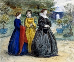 "Maria Stuart" Königin Maria Stuart (1542-1587) oder Maria I. von Schottland und ihre Gefolgsleute. Gemälde von John Everett Millais (1829-1896) (Präraffaelitisch) von John Everett Millais