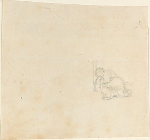 Figur schläft in einer Türöffnung von John Flaxman