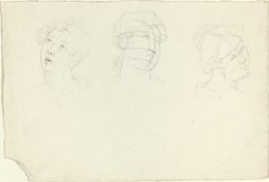 Kopf von Maria Magdalena und zwei Heiligen (?) von John Flaxman