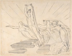 Morgen: Popes Odyssee, Buch 12 (Vorderseite); Studie für die endgültige Zeichnung (Rückseite) von John Flaxman