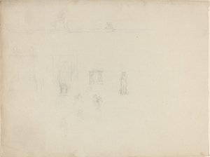 Blatt mit architektonischen und figürlichen Studien