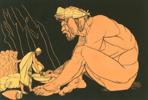 Odysseus gibt Polyphem Wein von John Flaxman